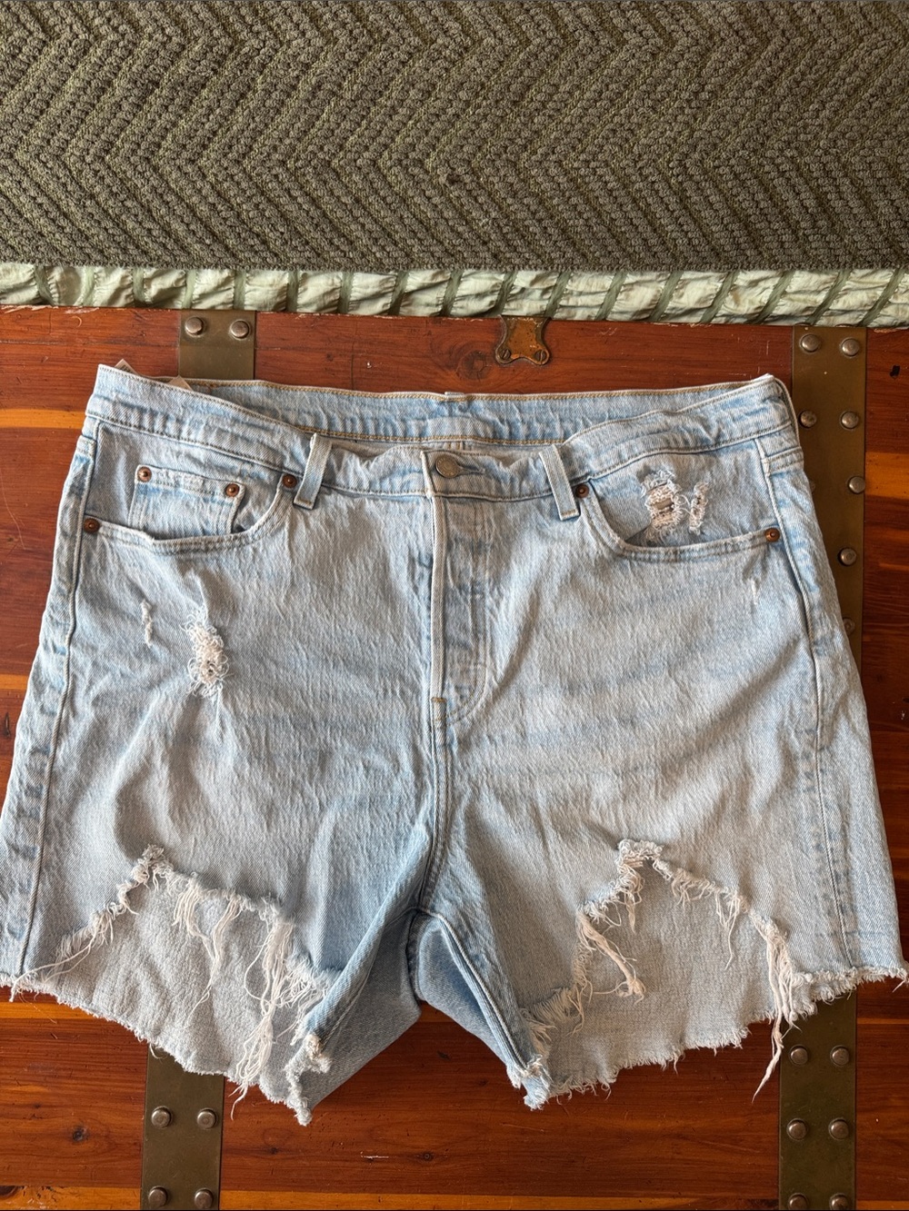 Levi's Light Blue Distressed Denim Cutoff Shorts